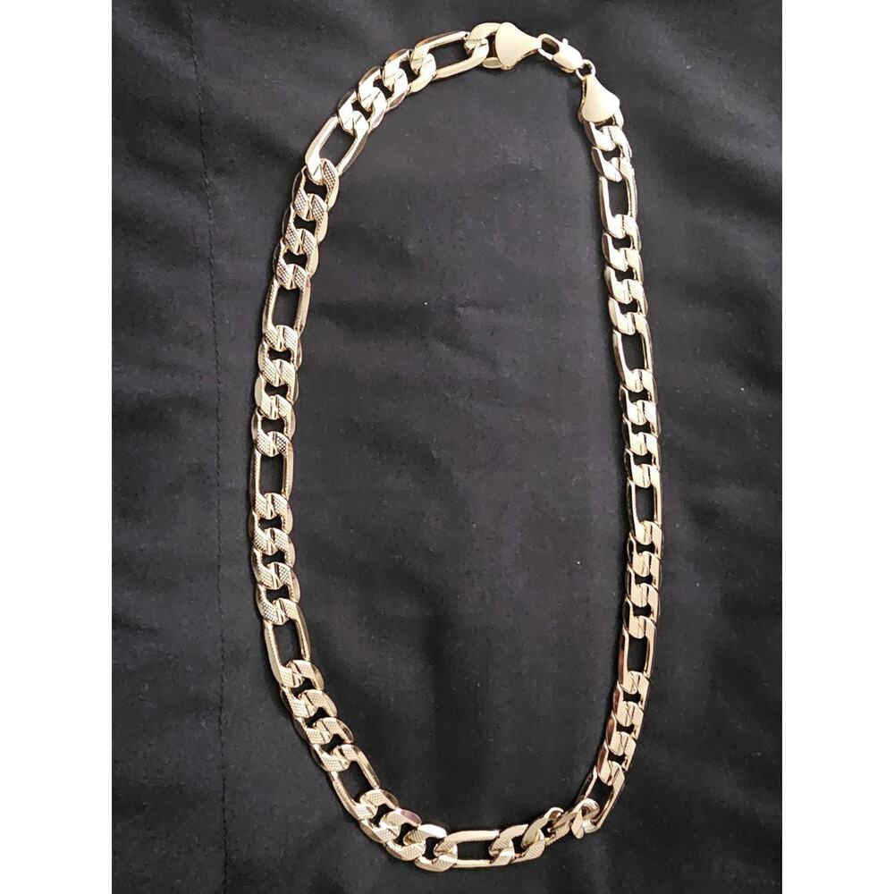 THICK 24inch- 14k Gold over brass. 12mm Figaro Chain w/ Red Velvet Pouch